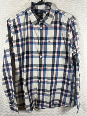 Tommy Hilfiger Kids White Plaid Button-Up Shirt - Black & Red. So Classic!